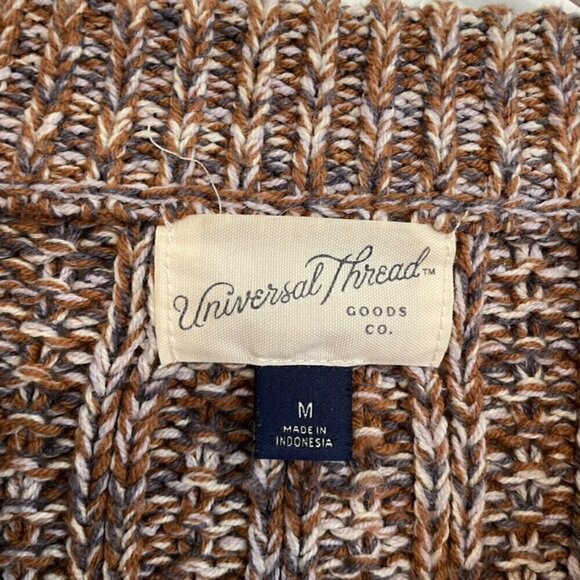 UNIVERSAL THREAD Crewneck Pullover Sweater Brown White Gray Chunky Knit Cotton M - Picture 6 of 14